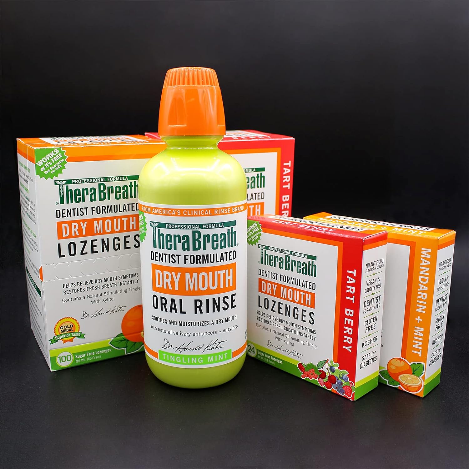 Sugar-Free Dry Mouth Lozenges, Mandarin Mint, 24 Count U53629