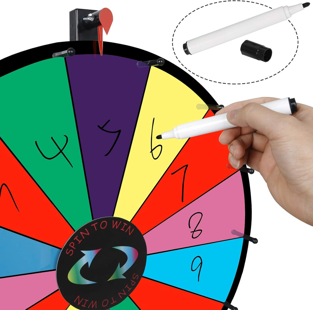 24 inch Tabletop Spinning Prize Wheel with 14 Slots and Dry Erase Marker K7978