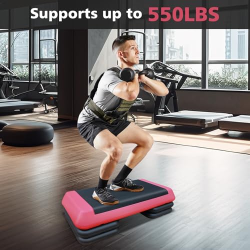 Adjustable Aerobic Step Platform with 4 Risers, 4-6-8in Height L756398