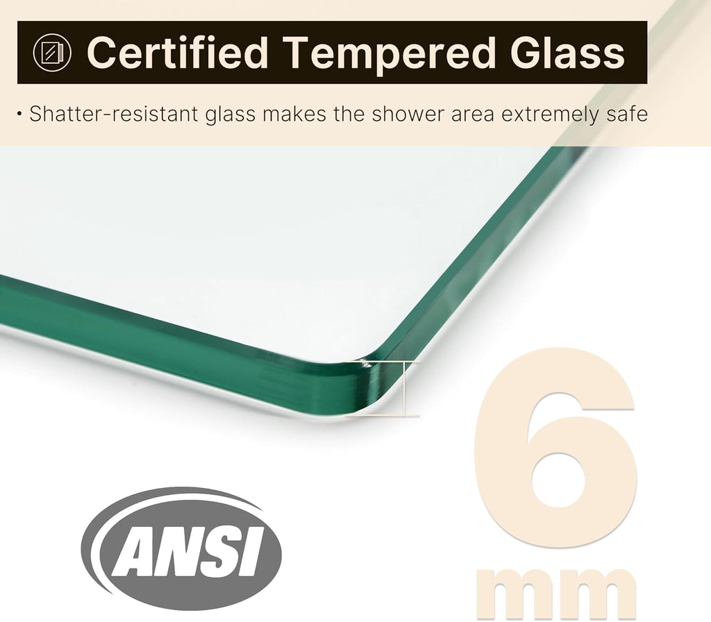 Double Sliding Shower Door, Semi-Frameless, Clear Tempered Glass, Brushed Gold Finish T561088