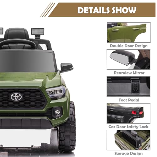 12V Kids Ride on Truck with Remote Control, 3 Speeds, Black U169