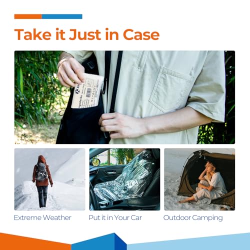 Emergency Thermal Blankets for Survival, Camping, and Hiking (4 Pack) X74897
