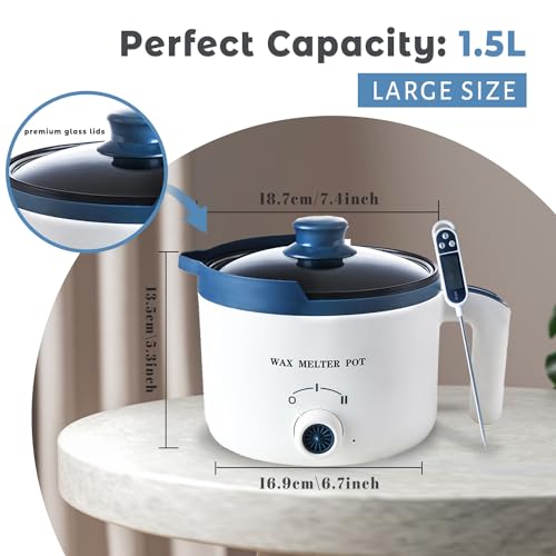 Wax Melter for Candle Making with Thermometer, Electric Melting Pot with Spout A34116