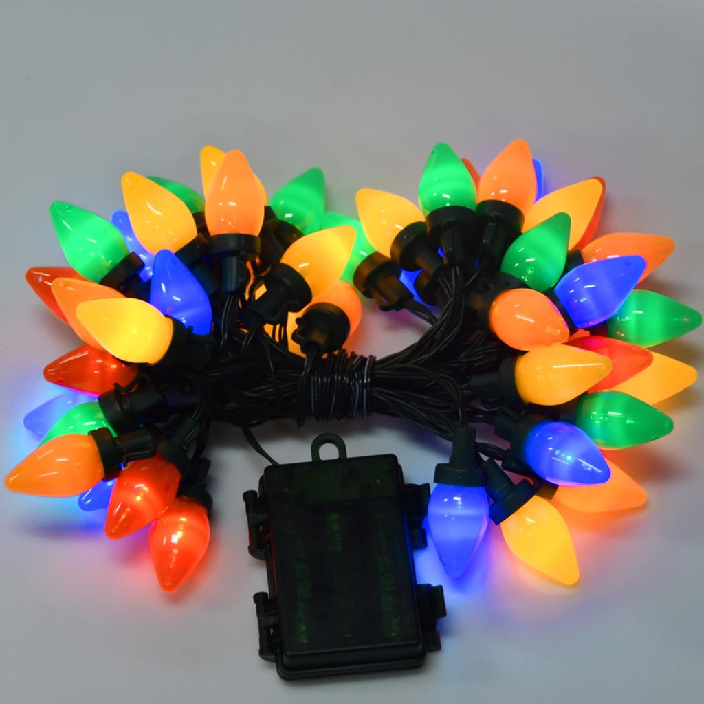 C7 LED Christmas Lights Battery Operated with Remote, 8 Mode Twinkle, 50 Bulbs T98600