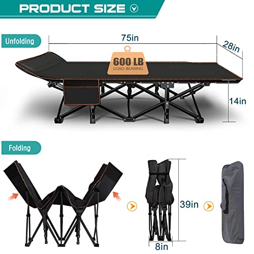Folding Camping Cot with Carry Bag, Double Layer Oxford Portable H781789