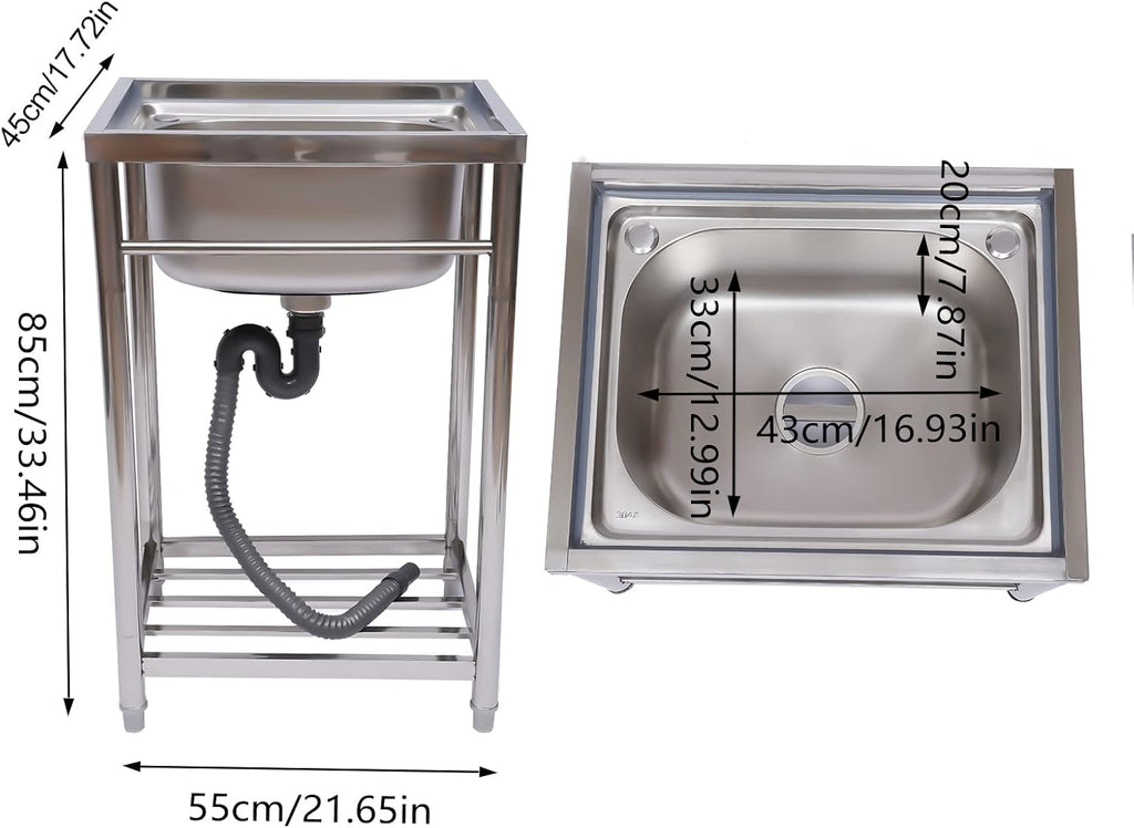 Single Compartment Stainless Steel Kitchen Sink with Storage Shelf S970