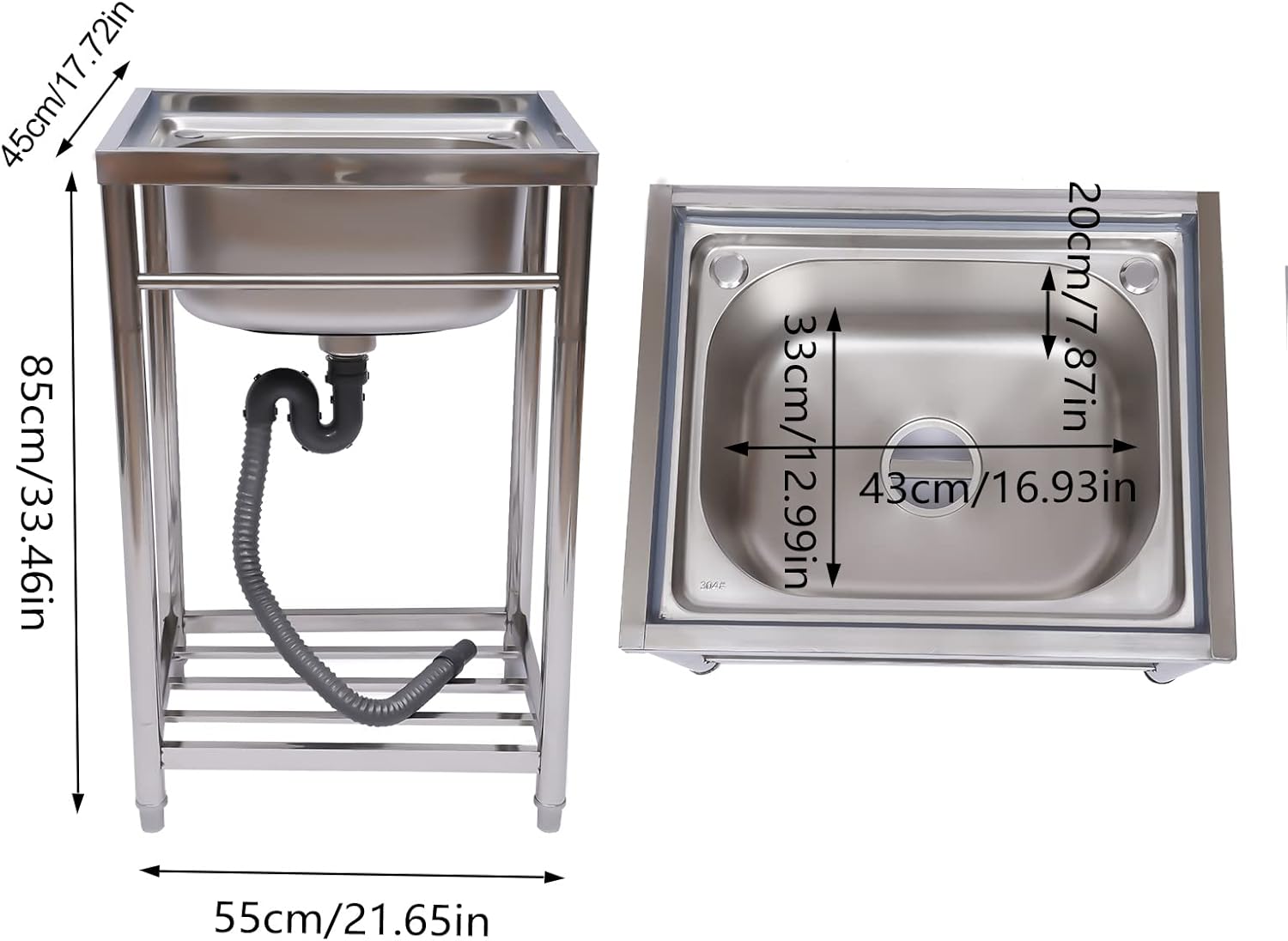 Single Compartment Stainless Steel Kitchen Sink with Storage Shelf S970