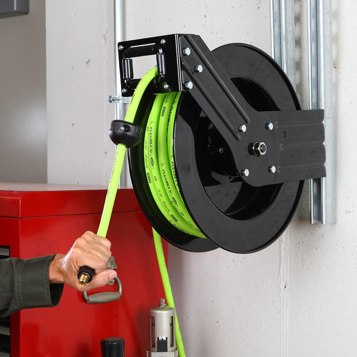 Open Face Retractable Air Hose Reel, 3/8 in. x 50 ft., Heavy Duty V12033