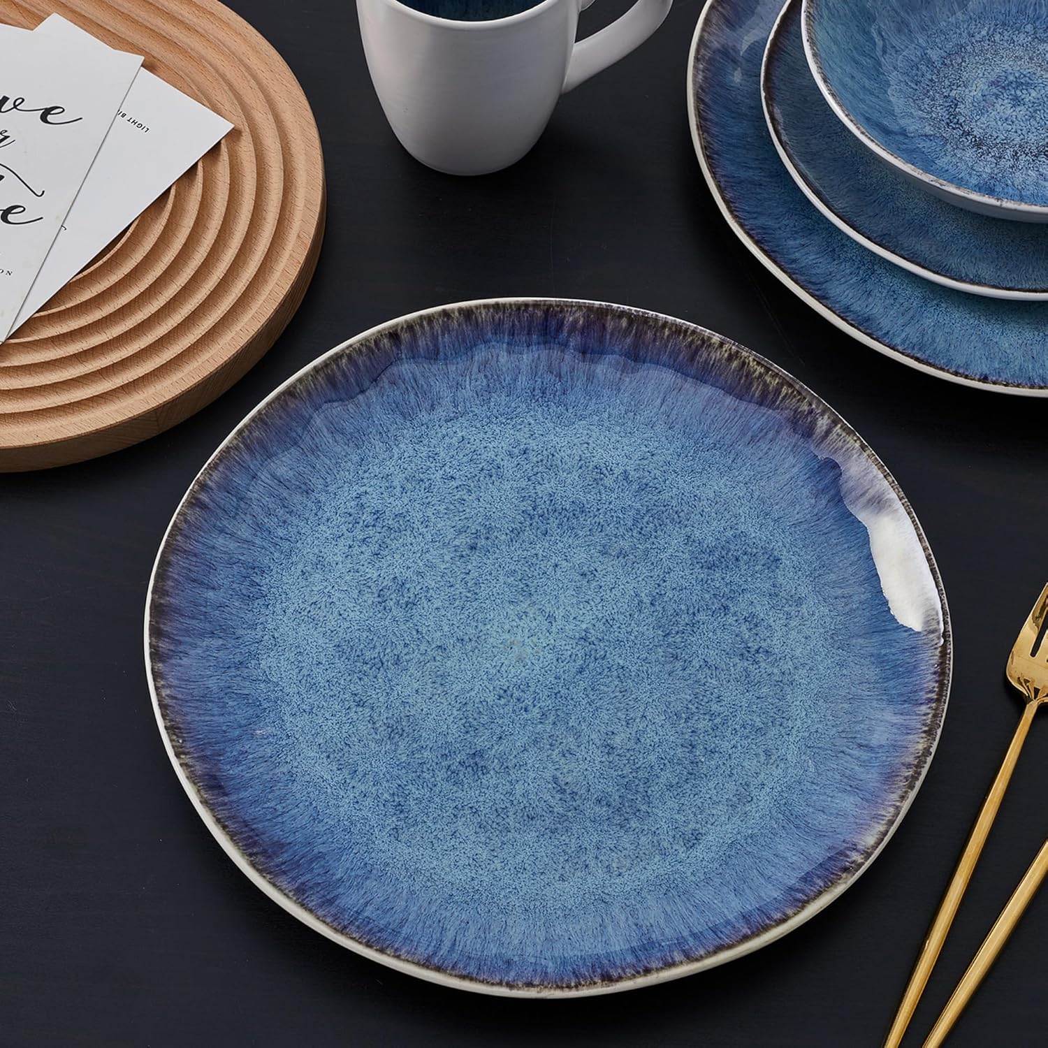 Blue Stoneware Dinnerware Set, 16-Piece X6825