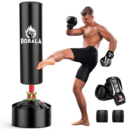 Punching Bag with Stand 70’’-203lbs, Freestanding Heavy Boxing Bag Including 12OZ Pro Gloves for Adult Youth, Men Stand Kickboxing Bags