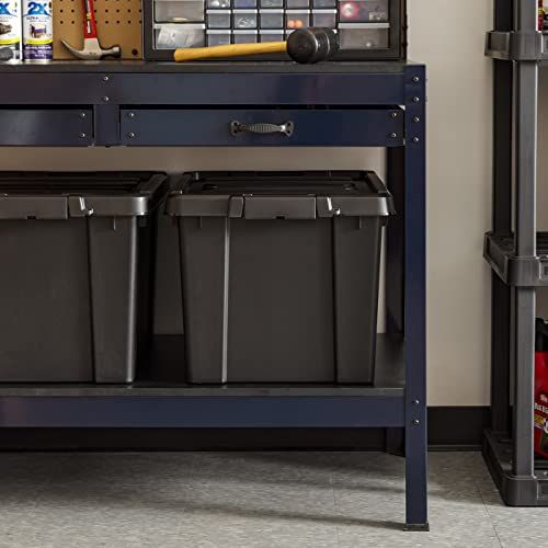 5 Gallon Lockable Storage Bins with Lids, 6 Pack, Stackable, Black P46697