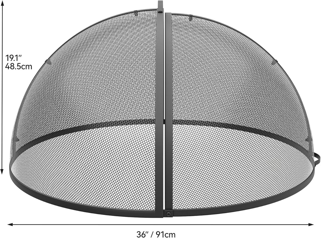 Heavy-Duty Fire Pit Spark Screen with Handle and Poker, for 36-Inch Round Outdoor Fire Pits R412456