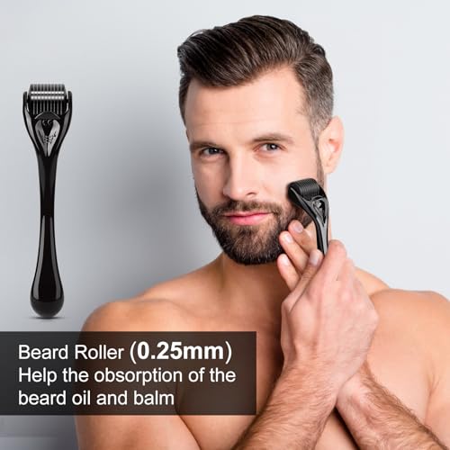 Beard Growth Kit with Oil, Balm & Comb for Patchy Beard I392