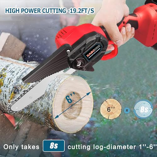 Cordless Mini Chainsaw 6 Inch with 2 Batteries and Charger D283554
