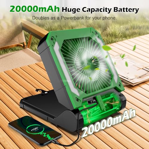Solar Powered Camping Fan with LED Lantern, Rechargeable, 3 Speeds R48444