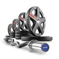 XMark Olympic Weight Set with EZ Curl Bar, Barbell Olympic Weight Set, XMark Texas Star Weight Plates Set with Our Easy Olympic Curl Bar, 2" Barbell Set, Bicep Curl and Triceps Extension