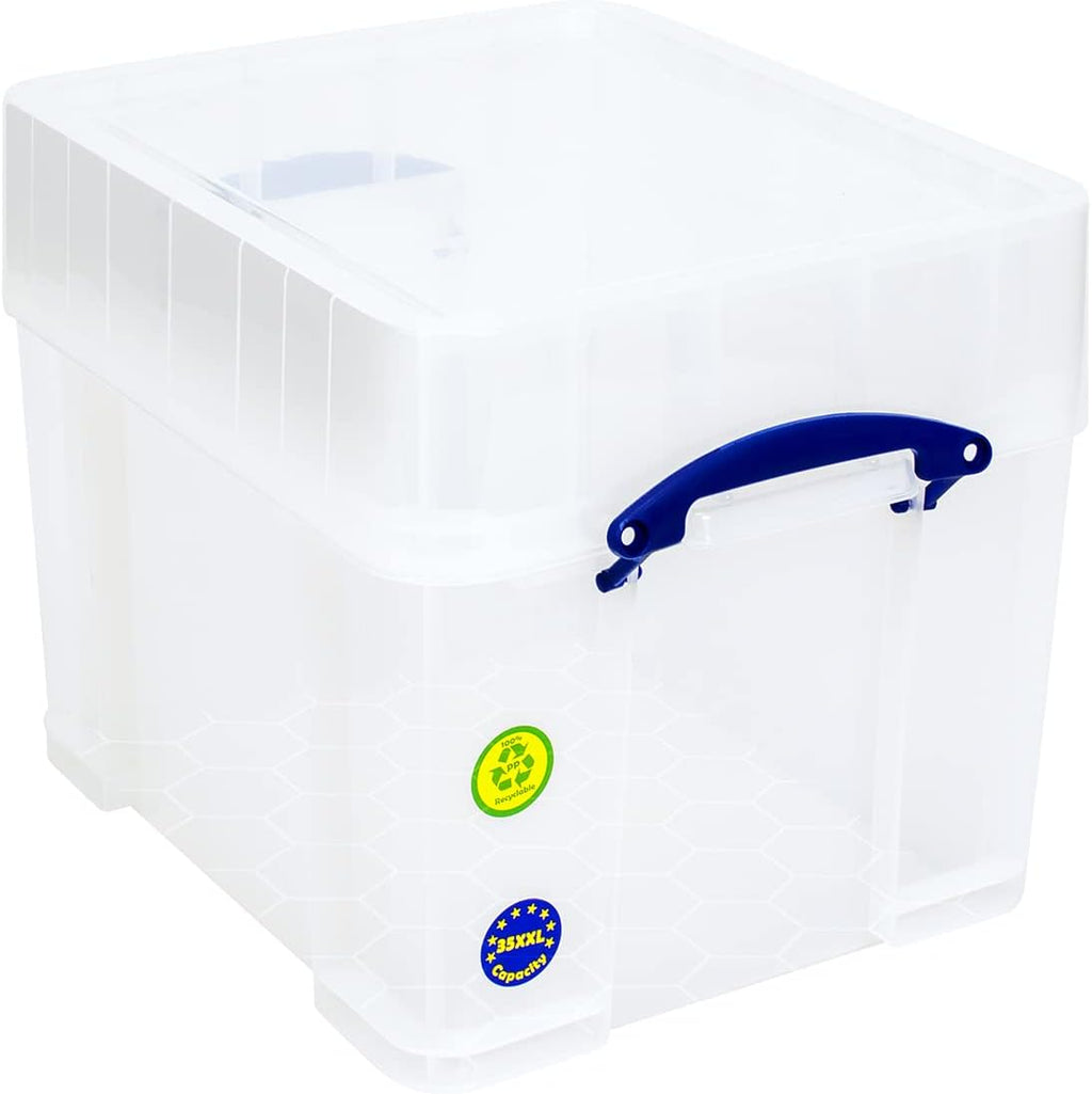 Plastic Storage Box with Lid and Trays, 35 Litre S165616
