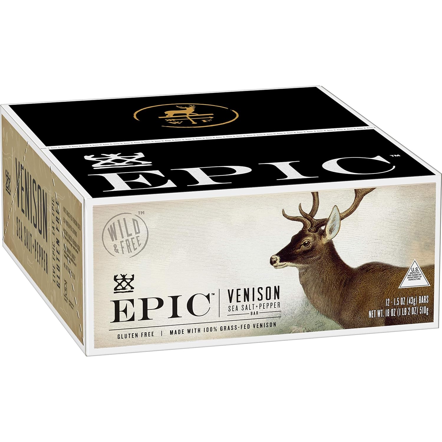 Epic Provisions Venison Sea Salt & Pepper Bars 12 count
