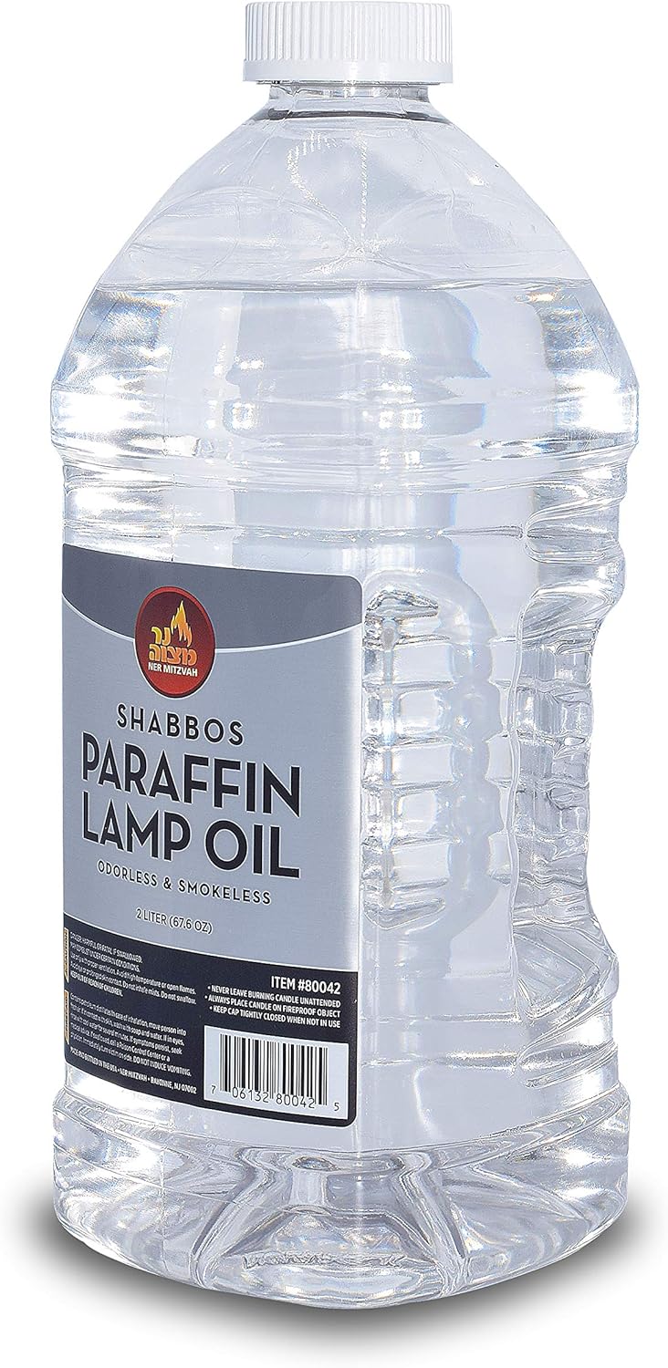 Ner Mitzvah Paraffin Lamp Oil - Clear Smokeless, Odorless, Clean Burning Fuel for Indoor and Outdoor Use - 2 Liter (67.6 oz)