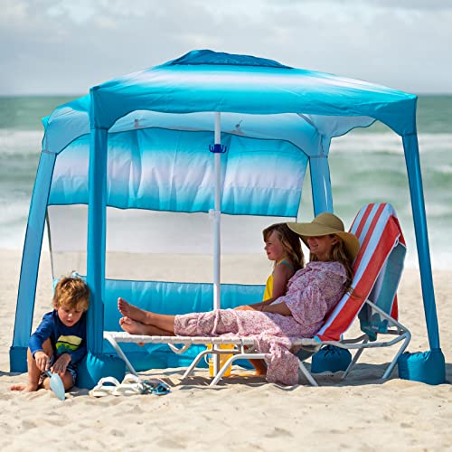 AMMSUN Beach Cabana, 6.2'×6.2' Beach Canopy, Easy Set up and Take Down, Cool Cabana Beach Tent with Sand Pockets, Instant Sun Shelter with Privacy Sunwall, Banana