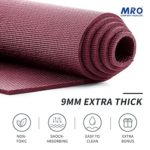 Large Yoga Mat 72"x 48"x 9mm Non-Slip Extra Wide for Home Gym U1025