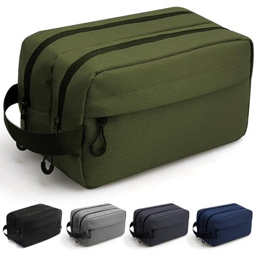 emissary Men's Travel Toiletry Bag, Water Resistant Travel Bathroom Bag Men's Shaving Kit, Dopp Kit for Men, Travel Kit Small Bags for Men, Shaving Bag for Travel Accessories - ArmyGreen