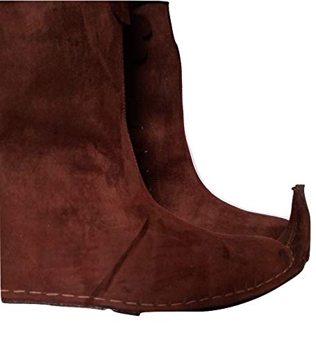 Medieval Brown Leather Knee High Boots for Men N83884