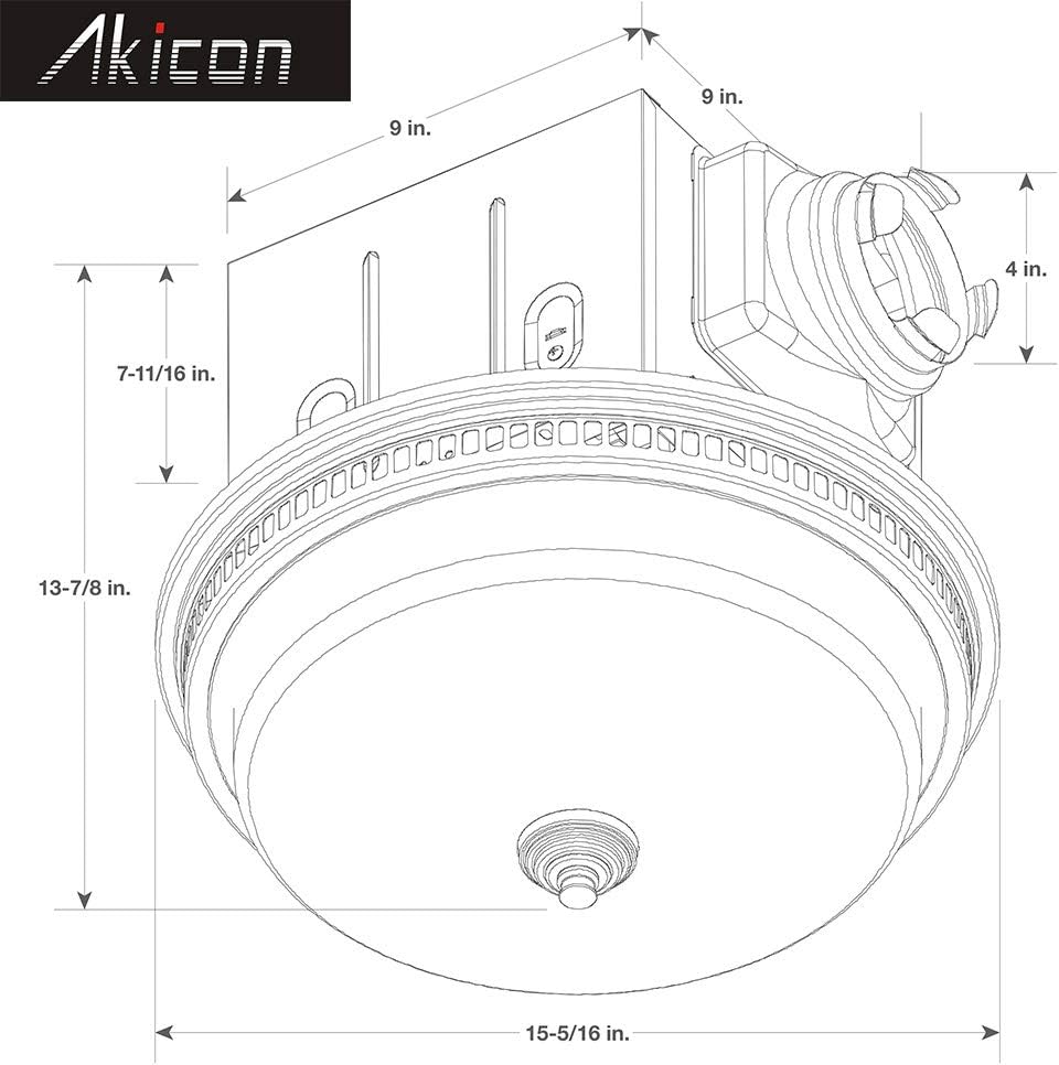 Round Exhaust Bathroom Fan with Warm Light and Nightlight A360