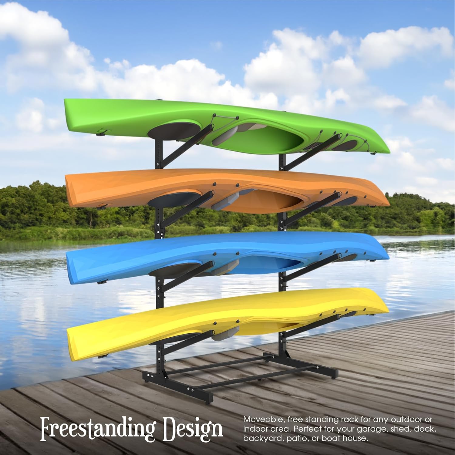 Adjustable Kayak Storage Rack, Freestanding Sup Stand, Heavy Duty Canoe Holder G339