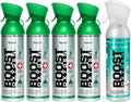 Boost Oxygen 10 Liter All Natural Flavored (4 Pack) and 5 Liter Eucalyptus Flavored (1 Pack) Supplemental Canned Oxygen Bottle with Mouthpiece