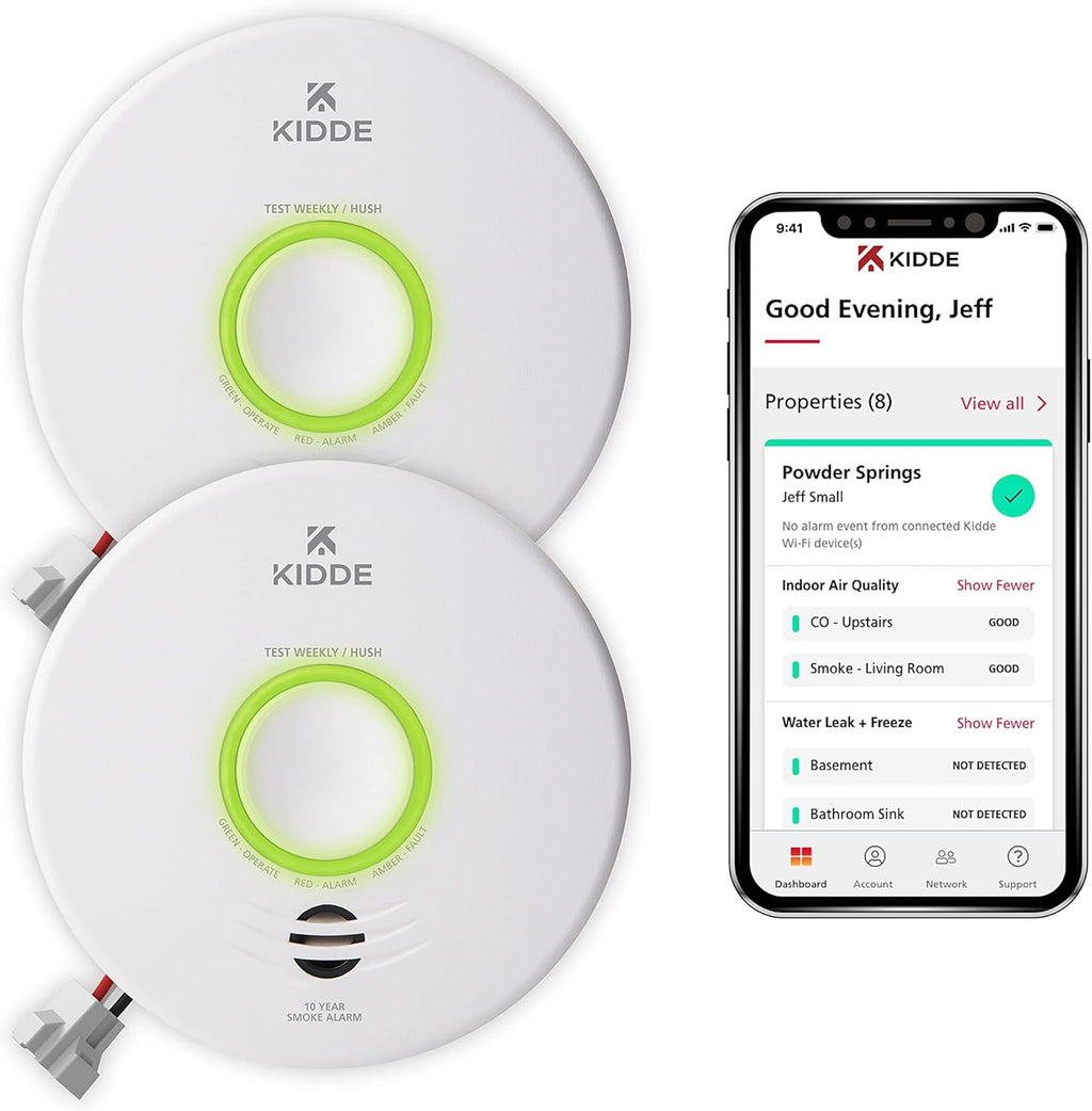 Smart Smoke & CO Detector WiFi Hardwired with Battery Backup, 2 Pack Z719