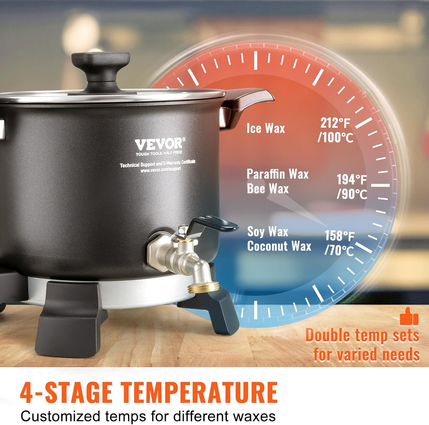 5 Liter Electric Wax Melting Pot with Pour Spout and Temperature Control Y271