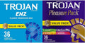 TROJAN ENZ Lubricated Condoms, Latex Condoms & Pleasure Pack Assorted Condoms, Lubricated Condoms Value Pack, 36 Count
