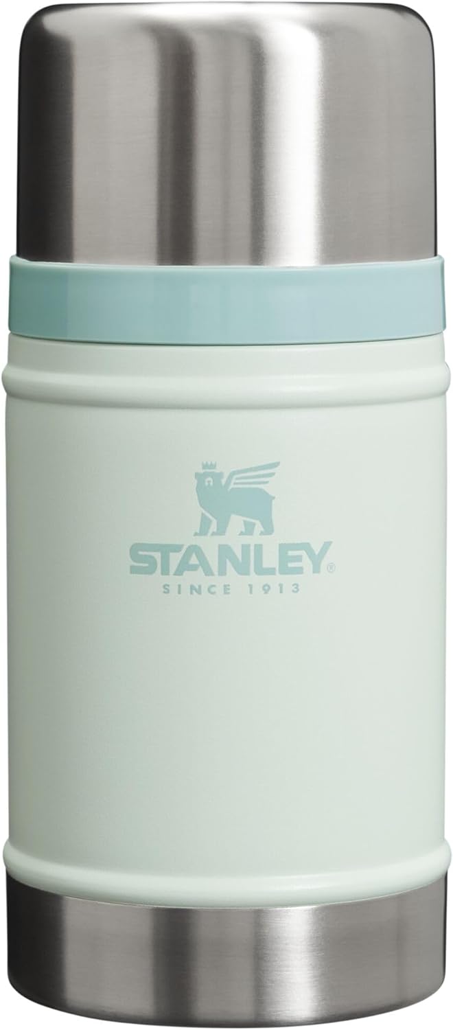 Stanley Vacuum Insulated Large Food Jar, 18/8 Stainless Steel Food Jar for Cold and Hot Food, Soup Thermos with Leak Proof Lid Doubles as Cup, Wide Mouth Food Thermos, 24 OZ, Mist