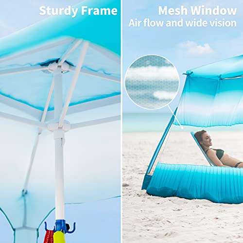 Beach Cabana Canopy with Sand Pockets and Privacy Sunwall F72380