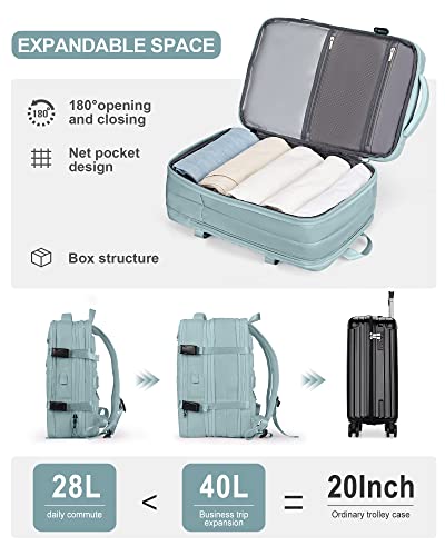 Large Laptop Travel Backpack for Women Carry On Airline Approved Expandable Work Personal Item Blue T159849