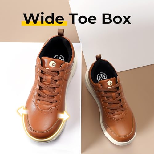 Men's Wide Dress Sneakers Comfortable Leather Walking Shoes P566287