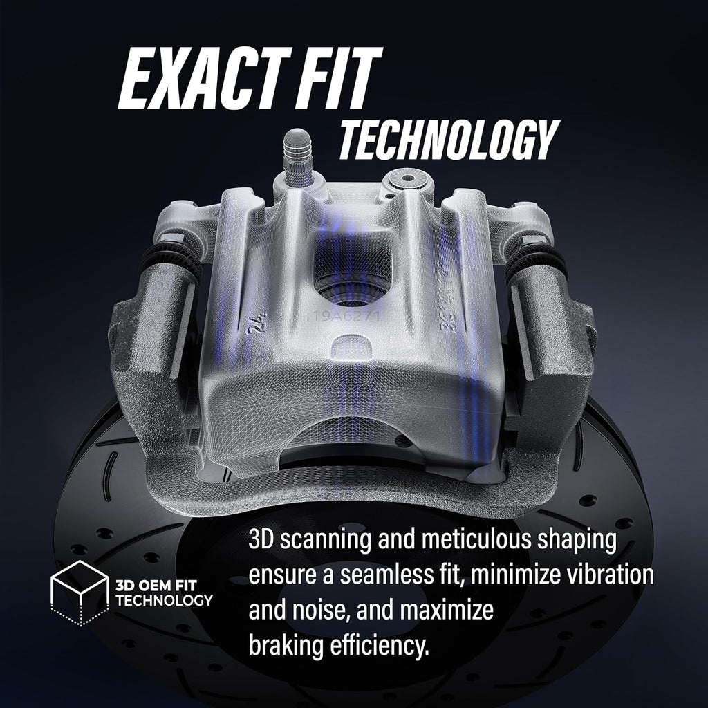 Front Disc Brake Caliper Rotors and Semi-Metallic Pads Kit H184