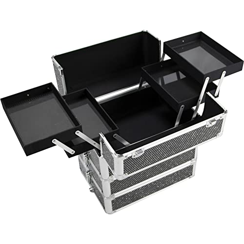 Rolling Makeup Train Case with Removable Wheels, Aluminum Travel Organizer Z222735