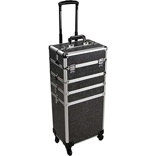 Rolling Makeup Train Case with Removable Wheels, Aluminum Travel Organizer Z222735